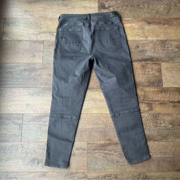AE🦅 stretch women’s Next level stretch Jegging Crop Charcoal Grey Sz 12 EUC - Picture 8 of 15